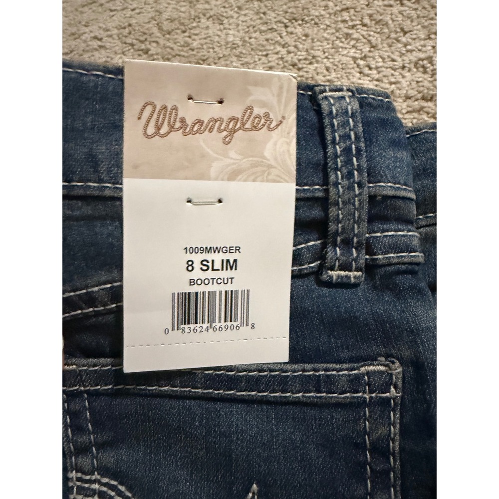 Wrangler Girls Slim Bootcut Jeans Blue Denim Stretch Size 8 Slim 1009MWGER NWT